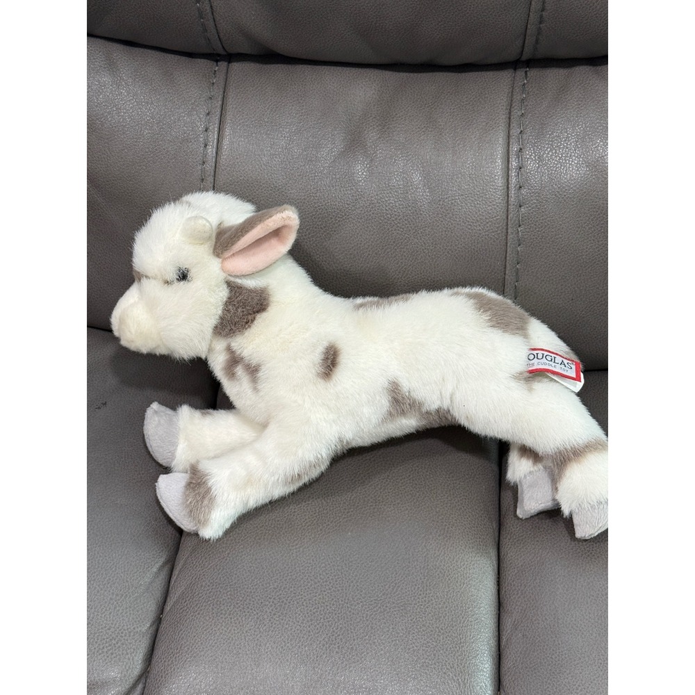 Douglas Cuddle Toy Cow Plush Realistic‎ Spotted Tan White Stuffed Animal Calf